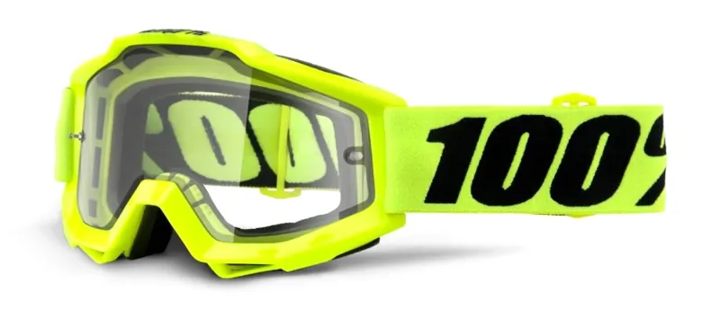 Image of 100 Percent Accuri Enduro Moto Goggles Fluo Yellow/Clear Dual Lens