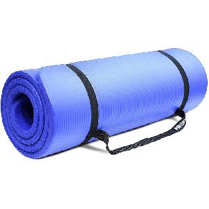 Image of PROIRON 15mm High Density Exercise Mat with Carrying Strap - Blue